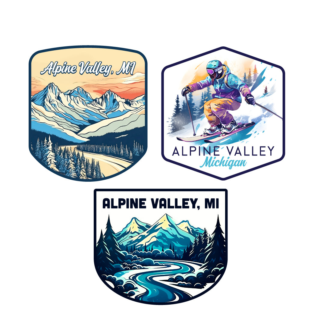 Alpine Valley Michigan Ski Souvenir 3 Pack Vinyl Decal Sticker