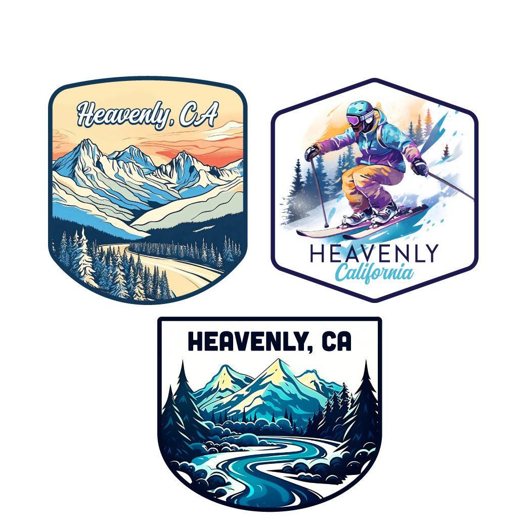Heavenly California Ski Souvenir 3 Pack Vinyl Decal Sticker