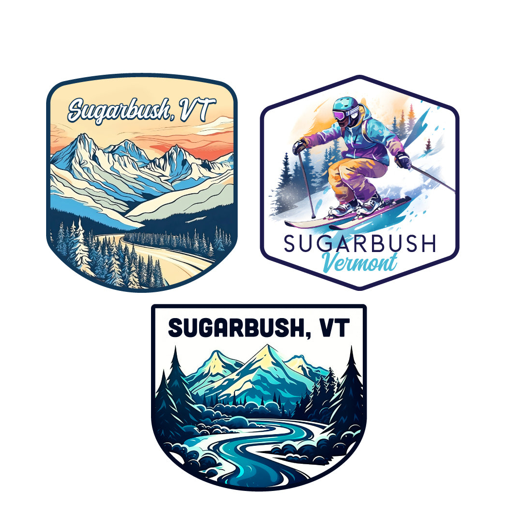 Sugarbush Vermont Ski Souvenir 3 Pack Vinyl Decal Sticker