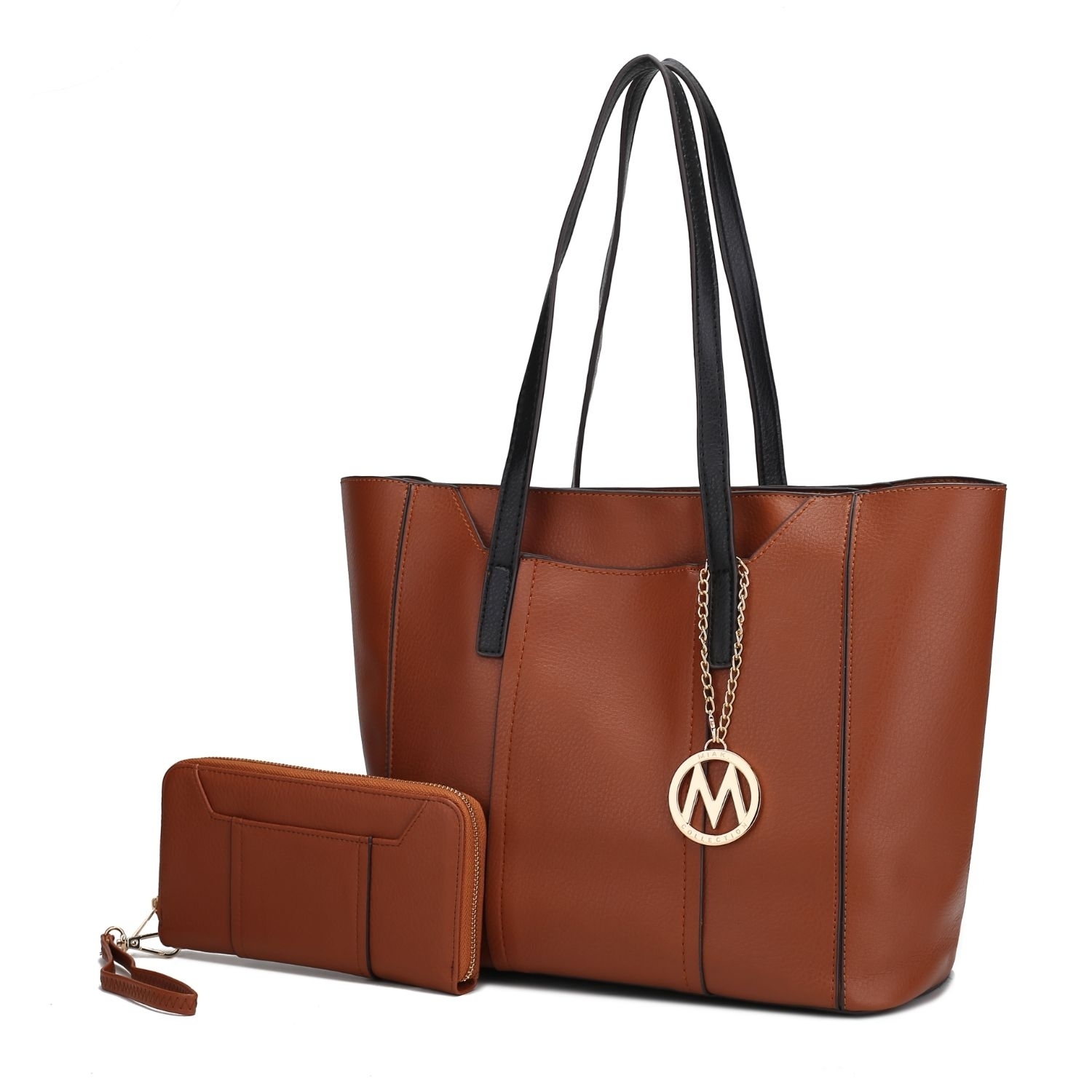 MKF Collection Dinah Light Weight Tote Handbag With Wallet By Mia K. - Cognac Brown
