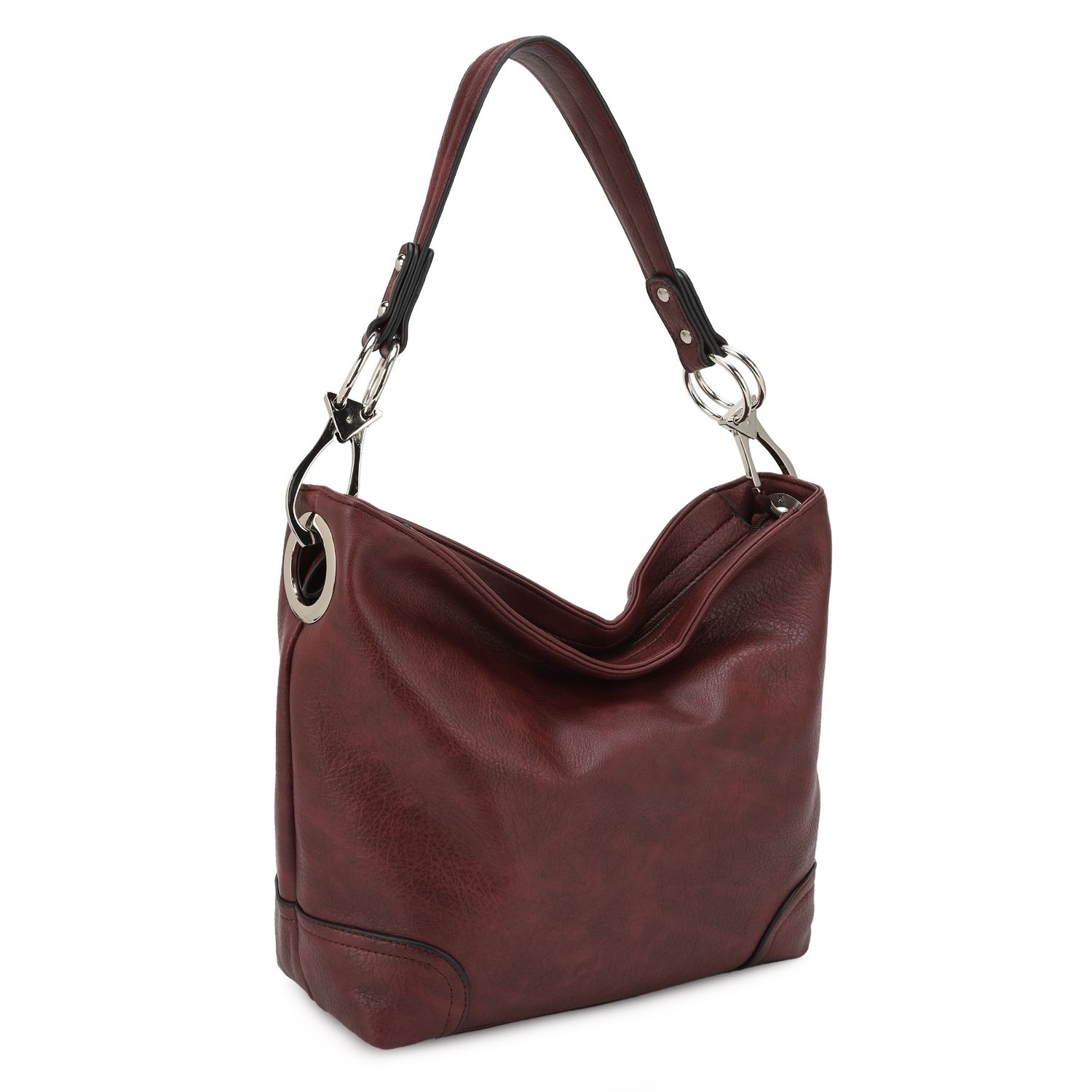 MKF Collection Emily Soft Vegan Leather Hobo Handbag By Mia K. - Burgundy