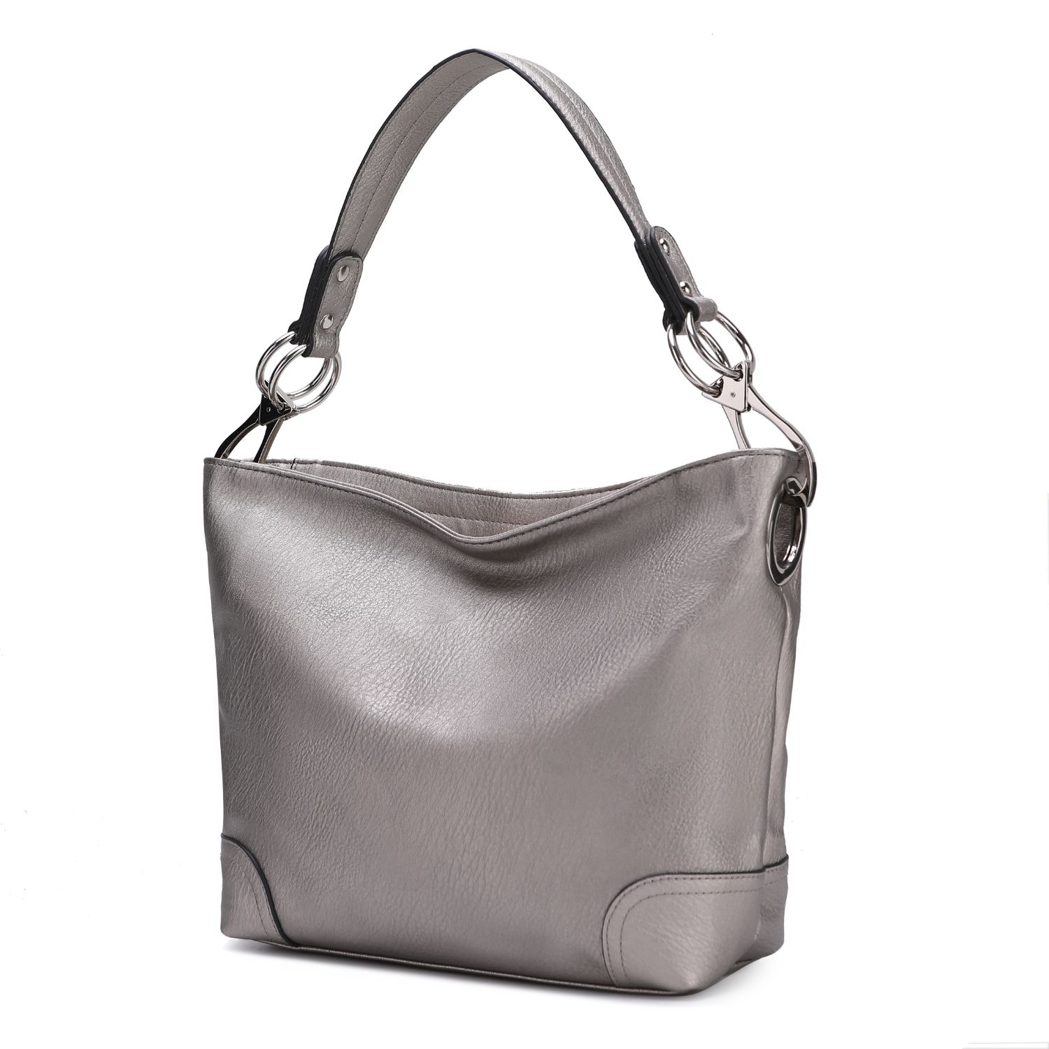 MKF Collection Emily Soft Vegan Leather Hobo Handbag By Mia K. - Pewter