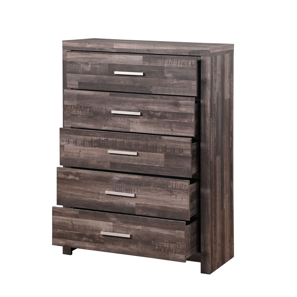 Chest With Rough Hewn Saw Texture And Panel Base, Rustic Gray- Saltoro Sherpi