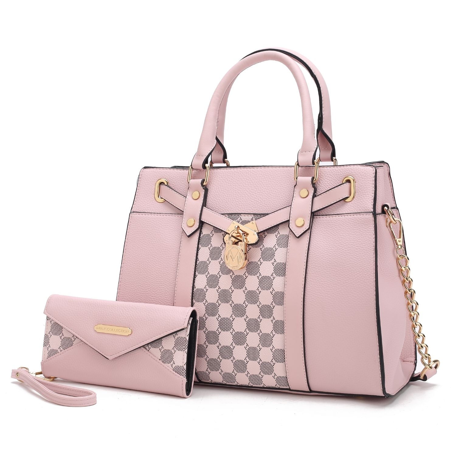 MKF Collection Christine Circular Print Vegan Leather Women's Satchel Bag Witch Matching Wallet - 2 Pieces By Mia K - Pink