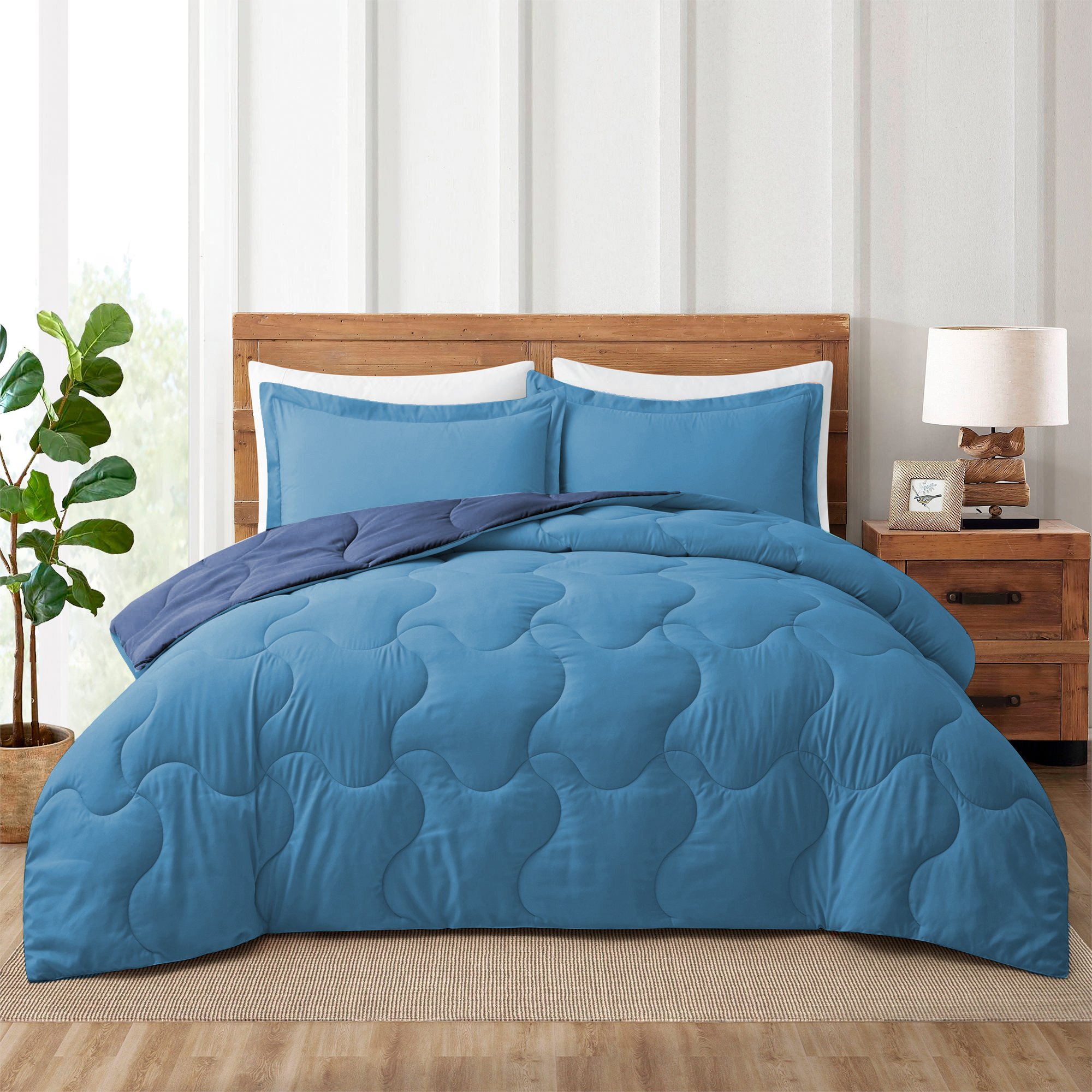 Lightweight Soft Quilted Down Alternative Comforter Reversible Duvet Insert With Corner Tabs - Full/Queen Size