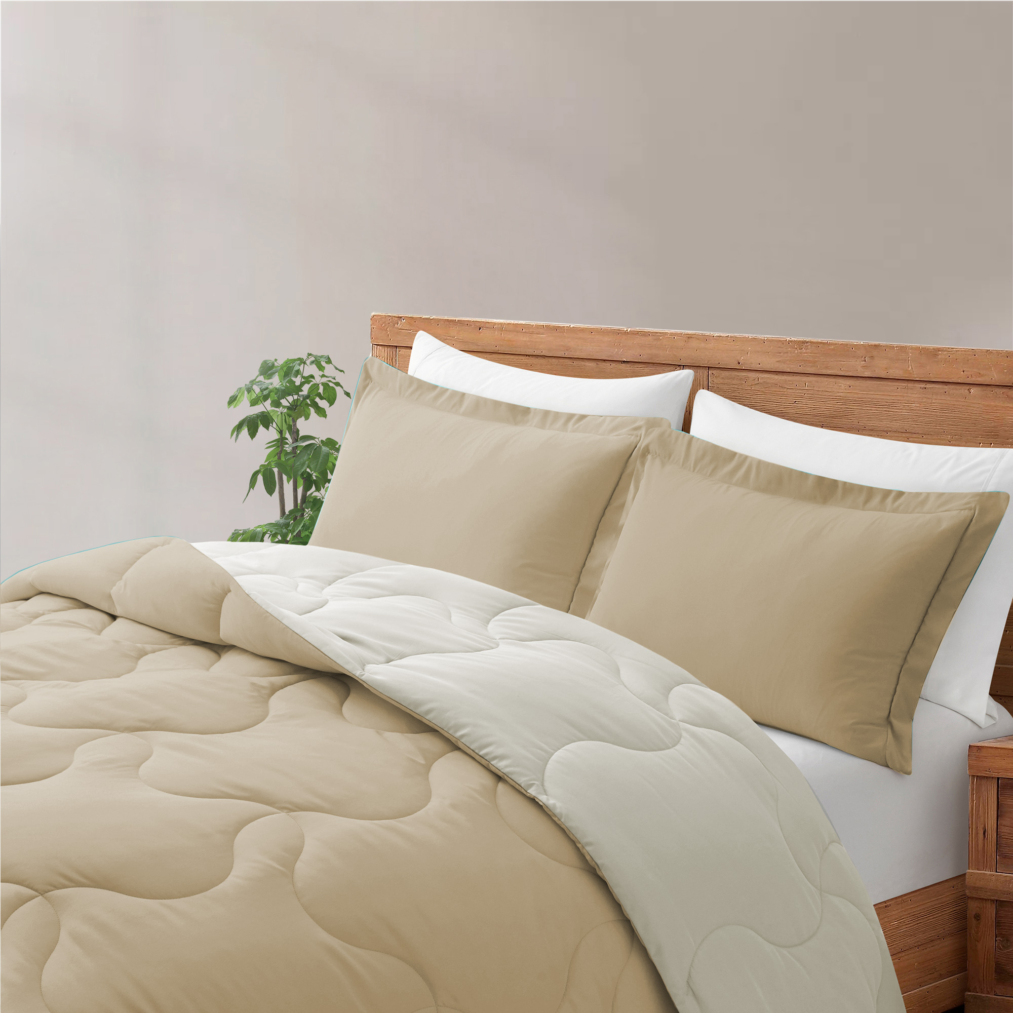 Luxury Reversible Down Alternative Machine Washable Comforter Set With Shams - Full/Queen Size