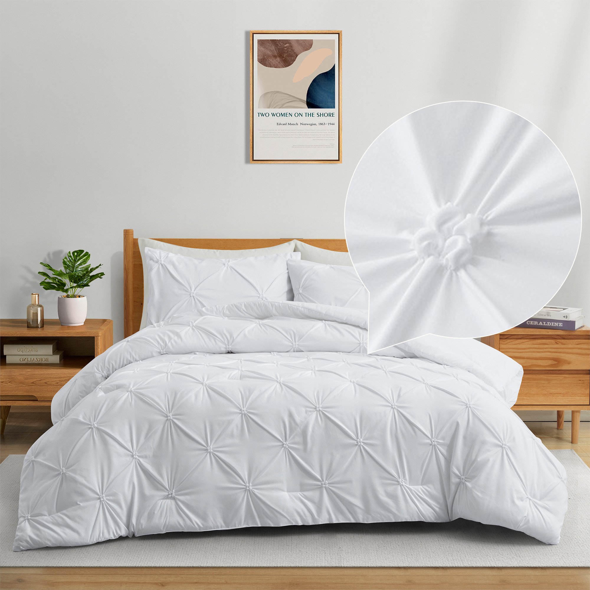 3-Piece Comforter Set Pintuck Pinch Pleat Ultra-Soft Down Alternative Comforter - King Size