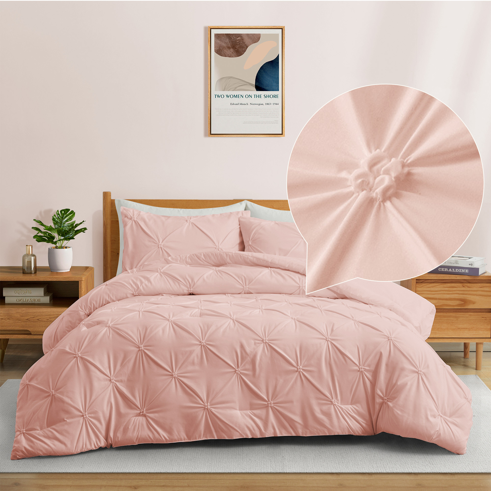 Pinch Pleat Down Alternative Comforter Set, 2 Or 3 Piece Comforter Set With Shams - Full/Queen Size