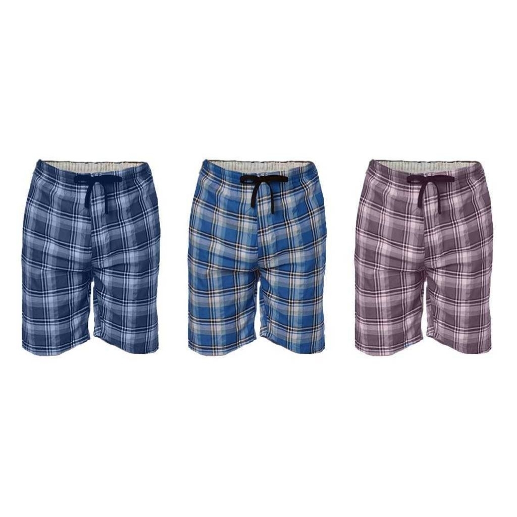 3-Pack: Men's Ultra Soft Plaid Lounge Pajama Sleep Wear Shorts - X-large