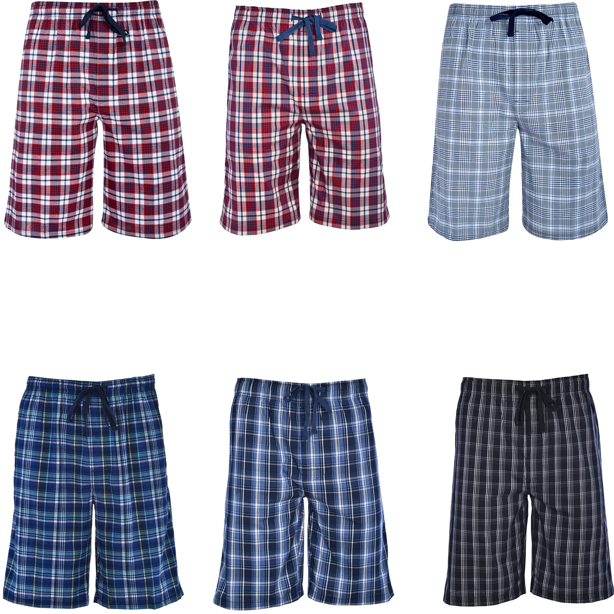 5-Pack: Men's Ultra Soft Plaid Lounge Pajama Sleep Wear Shorts - Small