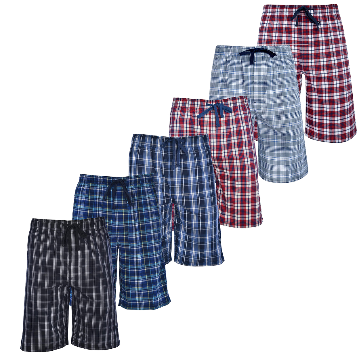 Multi-Pack: Men's Ultra Soft Plaid Lounge Pajama Sleep Wear Shorts - 3-pack, Medium