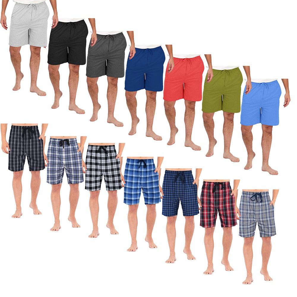 2-Pack: Men's Ultra Soft Knit Lounge Pajama Sleep Shorts - Solid, Small