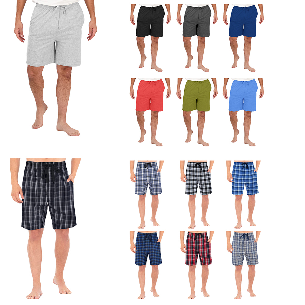 Multi-Pack: Men's Ultra Soft Knit Lounge Pajama Sleep Shorts - Plaid, 3-pack, X-large