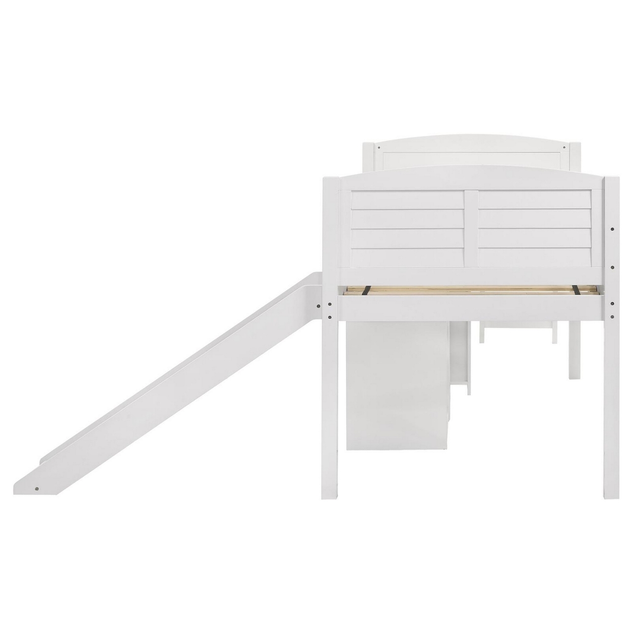 Twin Workstation Loft Bed With Open Shelves And Desk, White Wood-Saltoro Sherpi