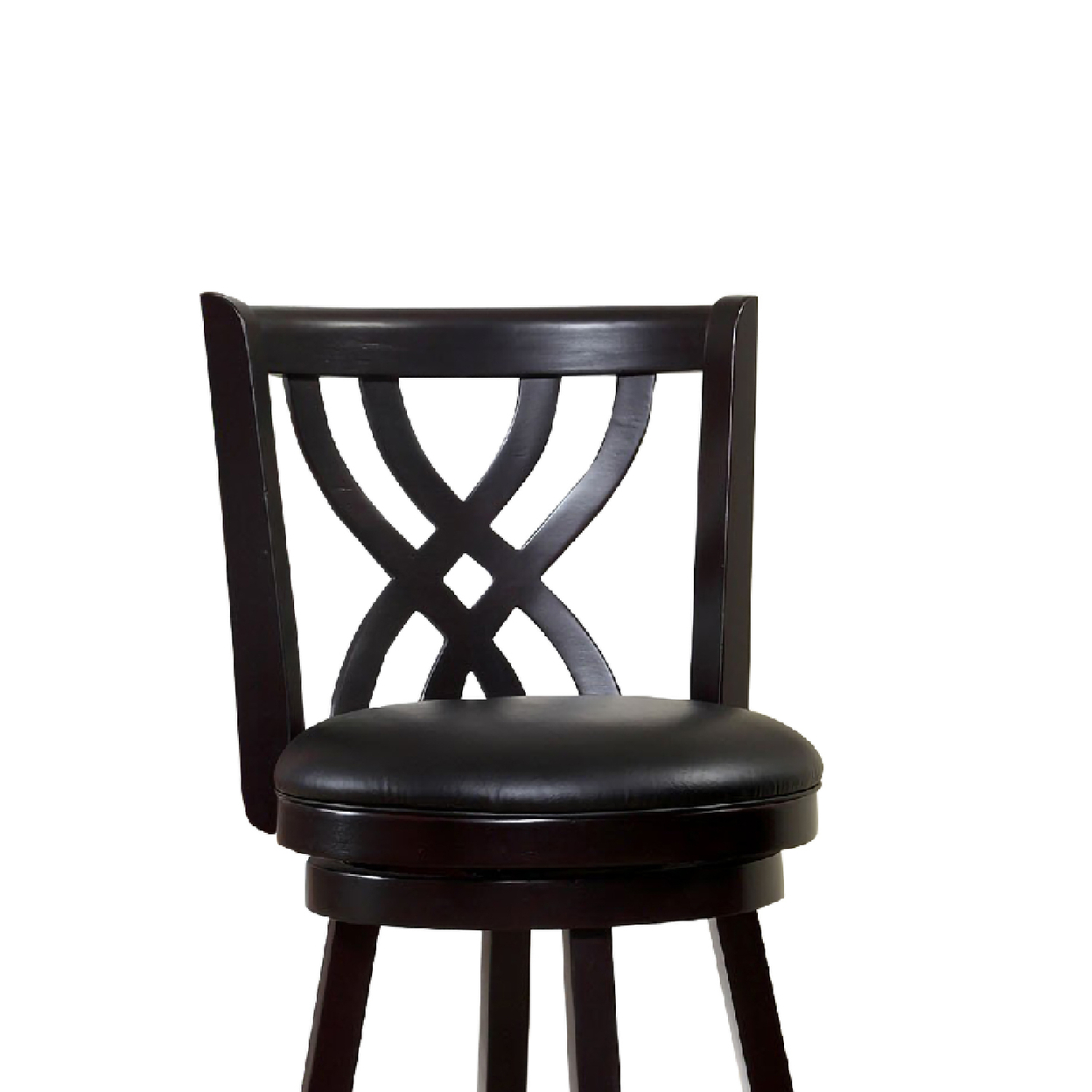 Swivel Barstool With Curved Double X Shaped Wooden Back, Espresso Brown- Saltoro Sherpi