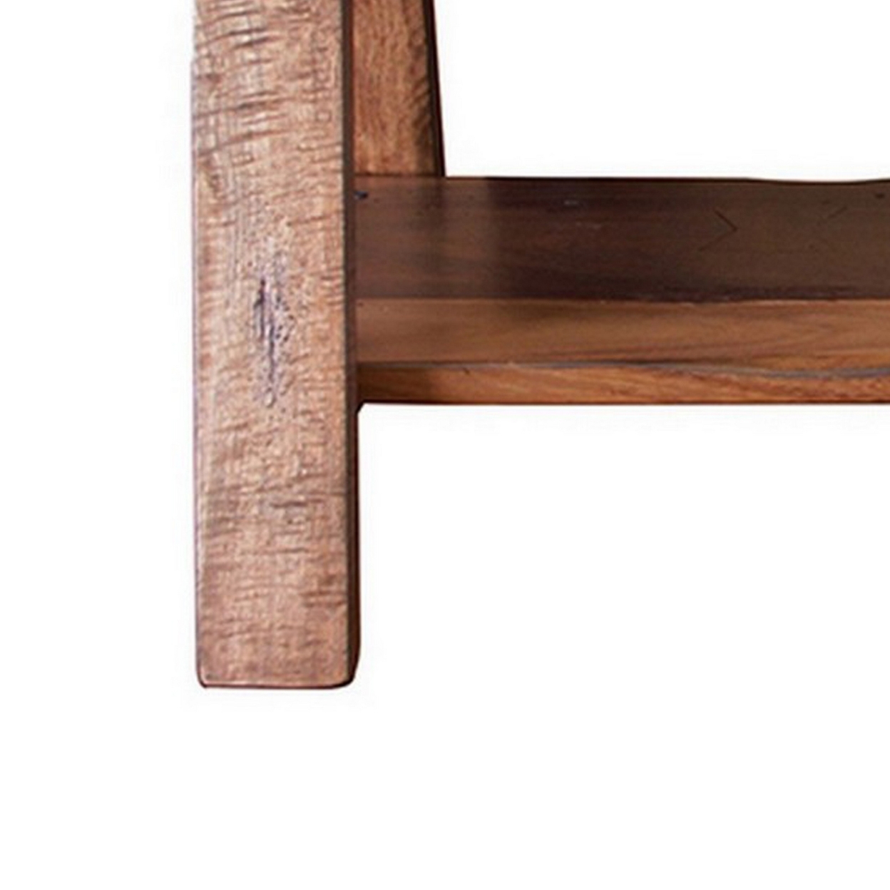Umey 59 Inch Bench, Solid Mango Wood With Grain Details, 1 Shelf, Brown - Saltoro Sherpi