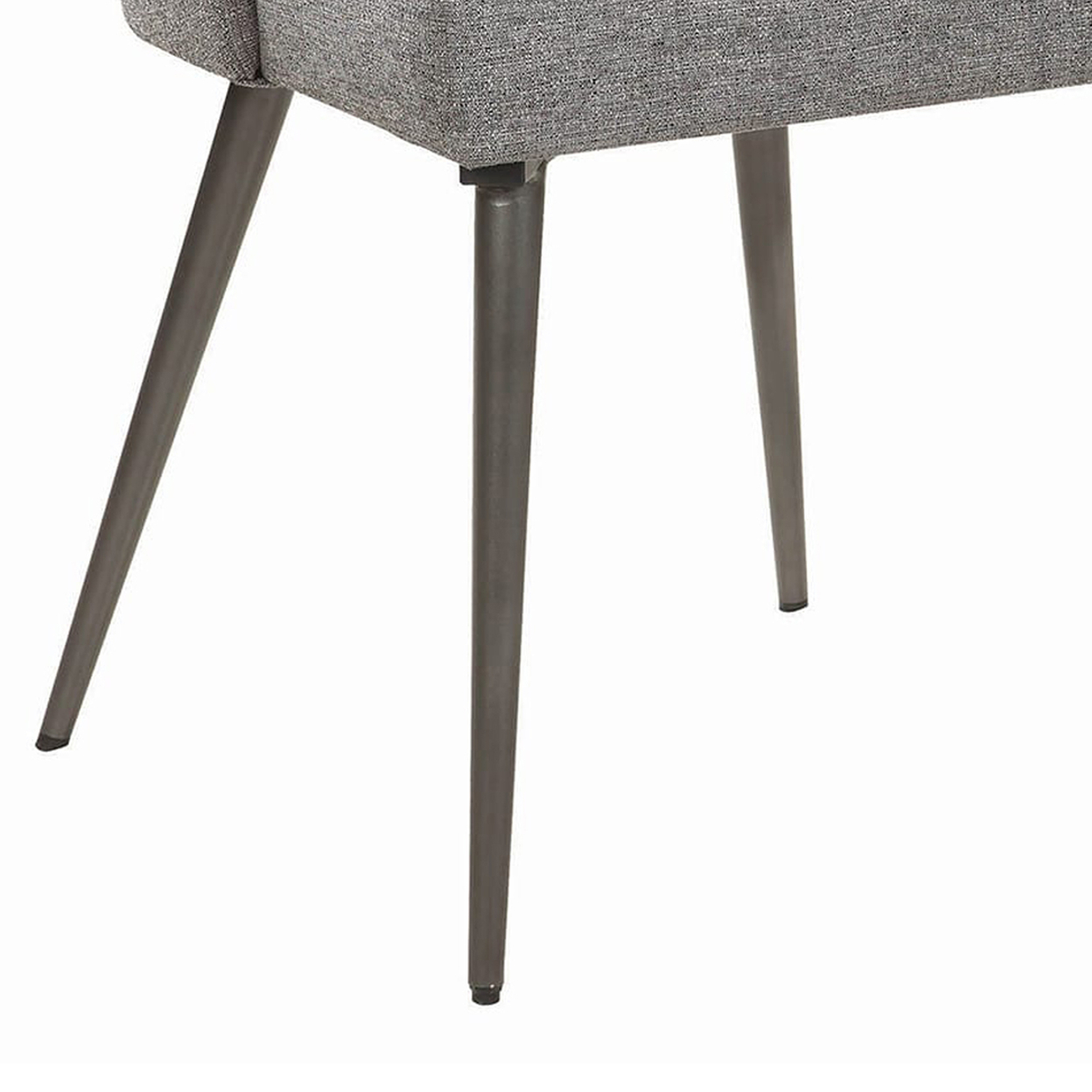 Textured Fabric Upholstered Metal Frame Dining Chair, Set Of 2, Gray- Saltoro Sherpi