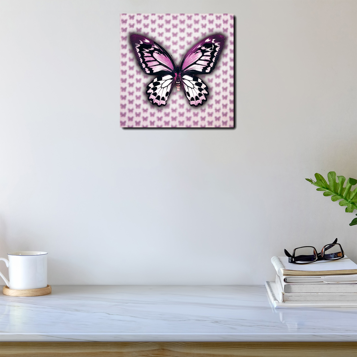 Matashi Multi-Dimensional Custom Made 5D Purple Butterfly Wall Art Print On Strong Polycarbonate Panel With Vibrant Colors (16x16 Inch)