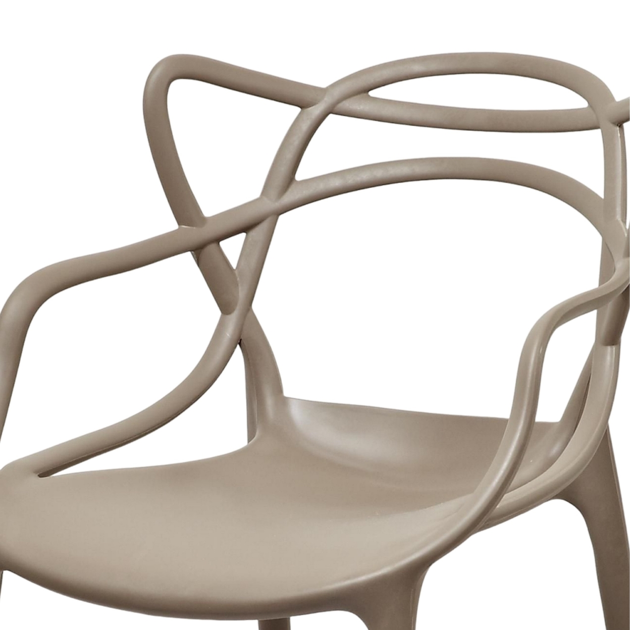 Yuva 22 Inch Armchair, Set Of 4, Intricate Design, Curved Seat, Gray Polypropylene - Saltoro Sherpi