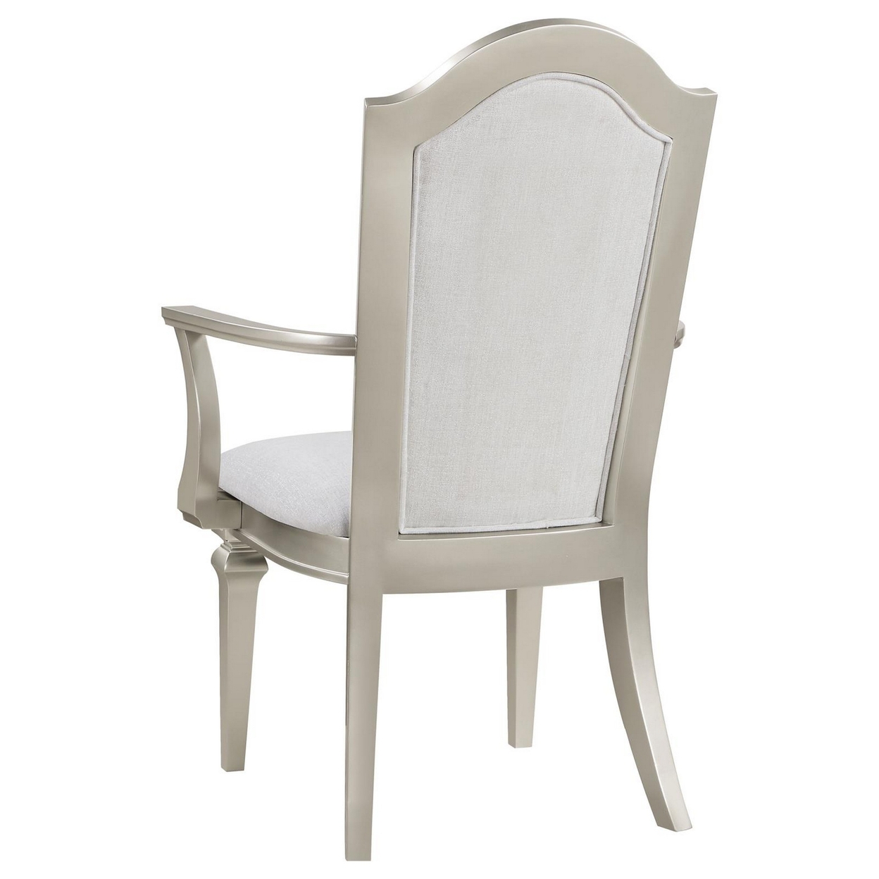 Nive 25 Inch Set Of 2 Dining Armchairs, Ivory Chenille, Classic Silver-Saltoro Sherpi