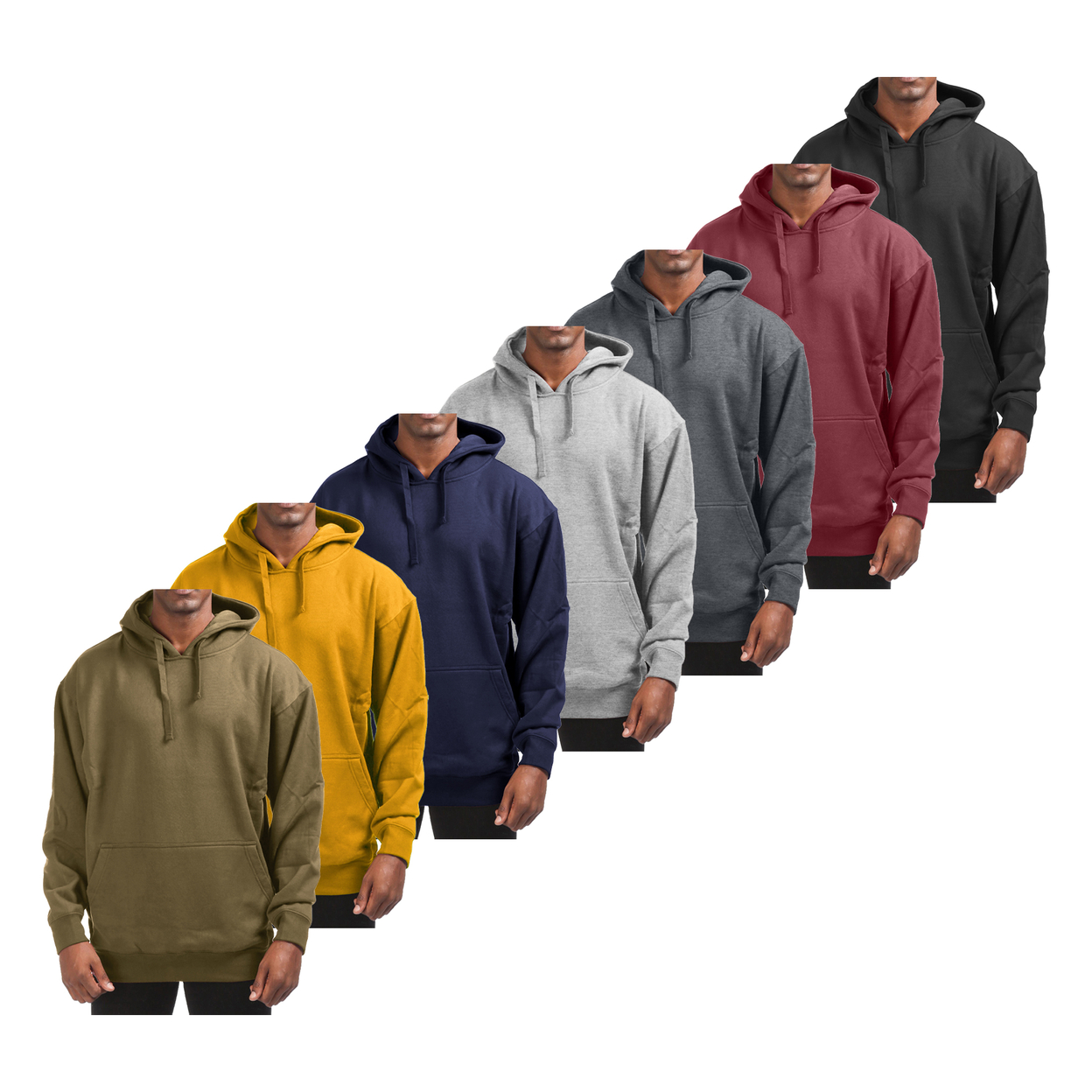 2-Pack: Men's Super-Soft Winter Warm Cotton-Blend Fleece Pullover Hoodie With Kangaroo Pocket - Black & Red, Xx-large