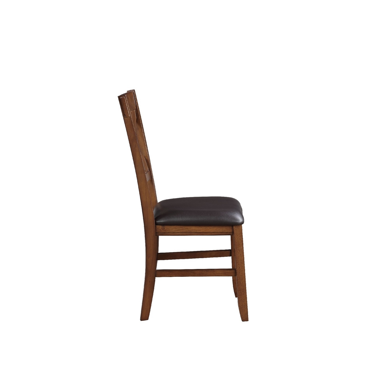 Dining Chair, Vegan Faux Leather, X Backrest, Set Of 2, Brown- Saltoro Sherpi