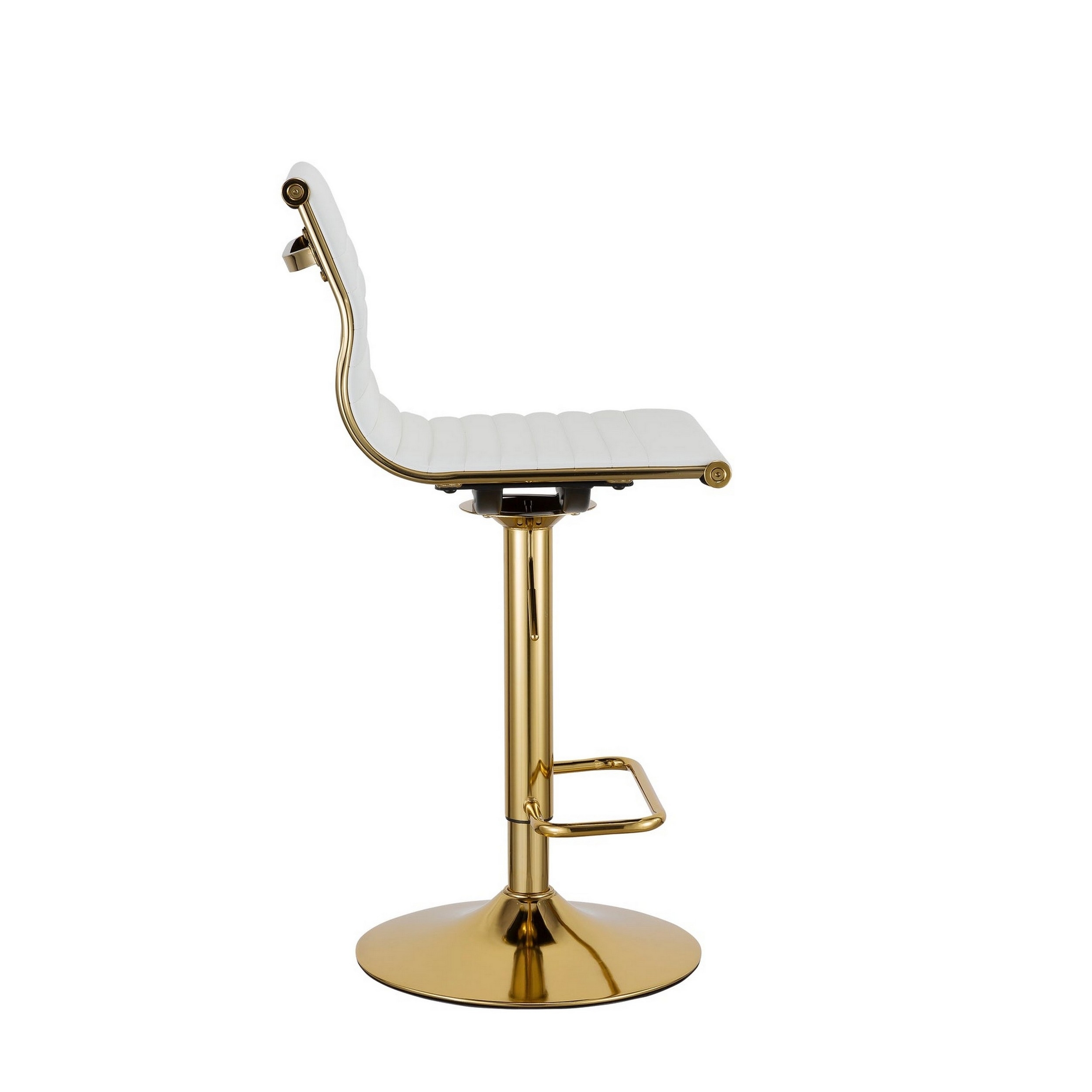 Beli 24-31 Inch Barstool Chair, Set Of 2, Adjustable Height, Gold, Black- Saltoro Sherpi