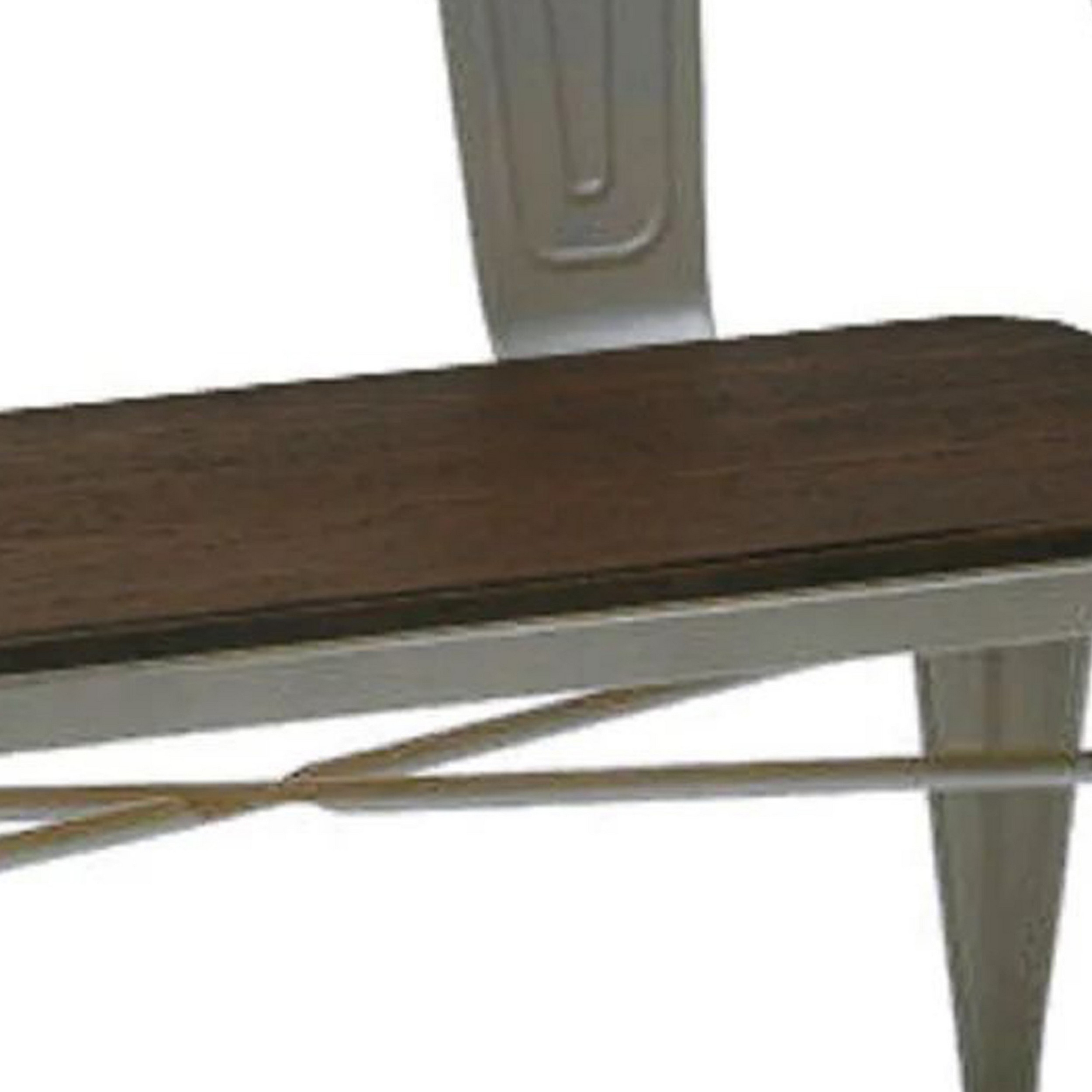 Gina 40 Inch Bench, Smooth Wood Seating, Strong Metal Frame, Natural Gray- Saltoro Sherpi