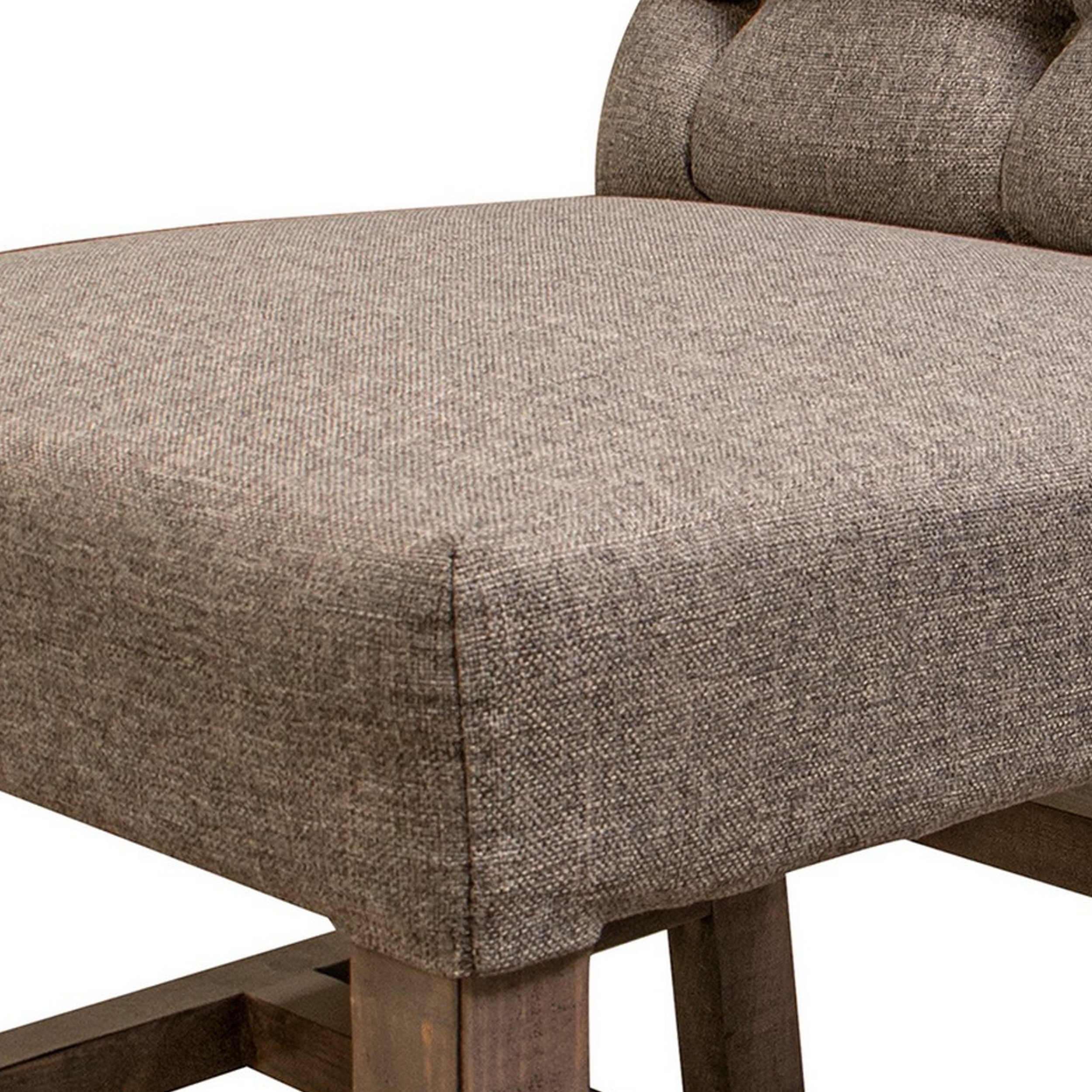 Ken 27 Inch Dining Chair, Set Of 2, Fabric Tufted Backrest, Gray Mango Wood- Saltoro Sherpi
