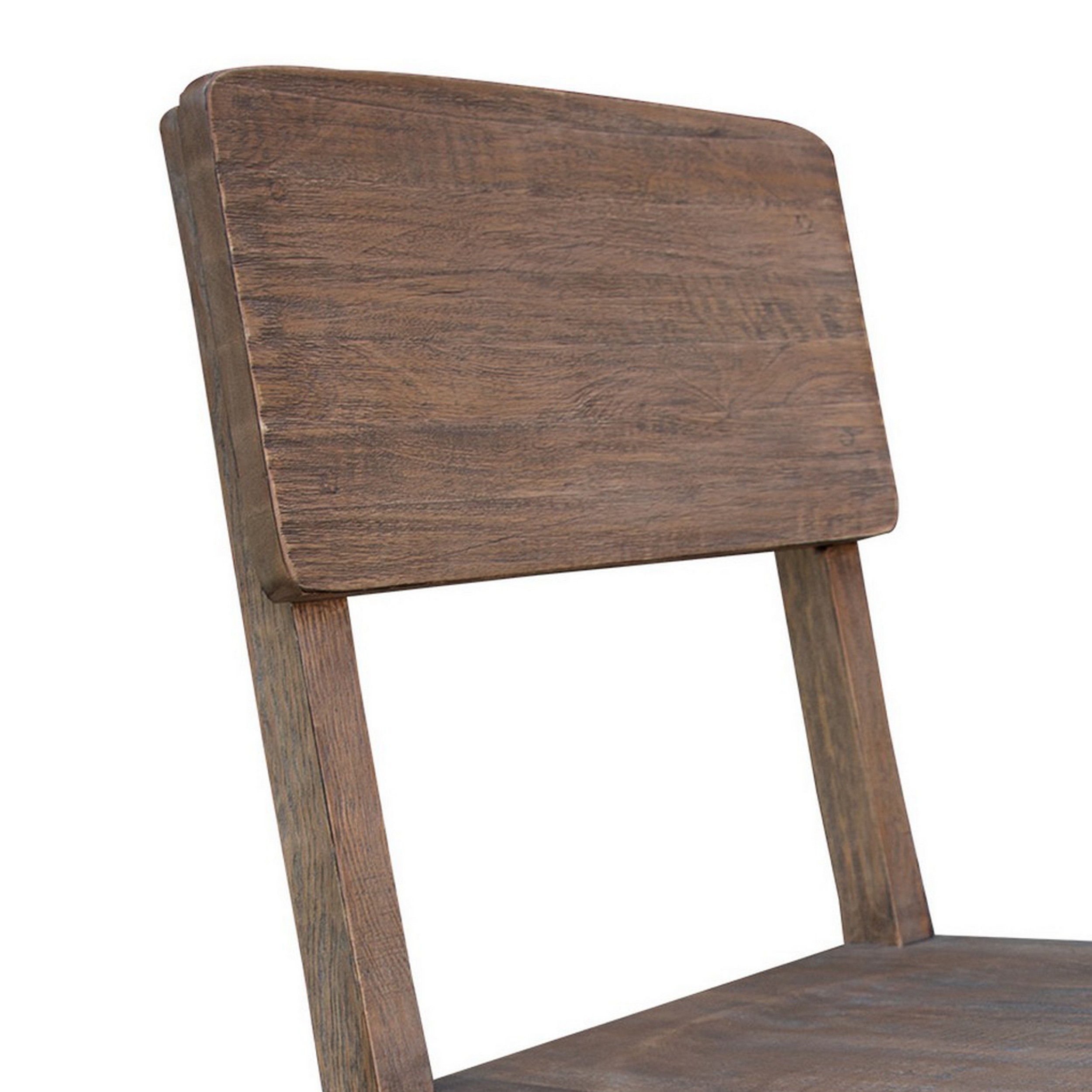 Kohl 19 Inch Dining Chair Set Of 2, Mango And Pine Wood Grains, Rich Brown- Saltoro Sherpi