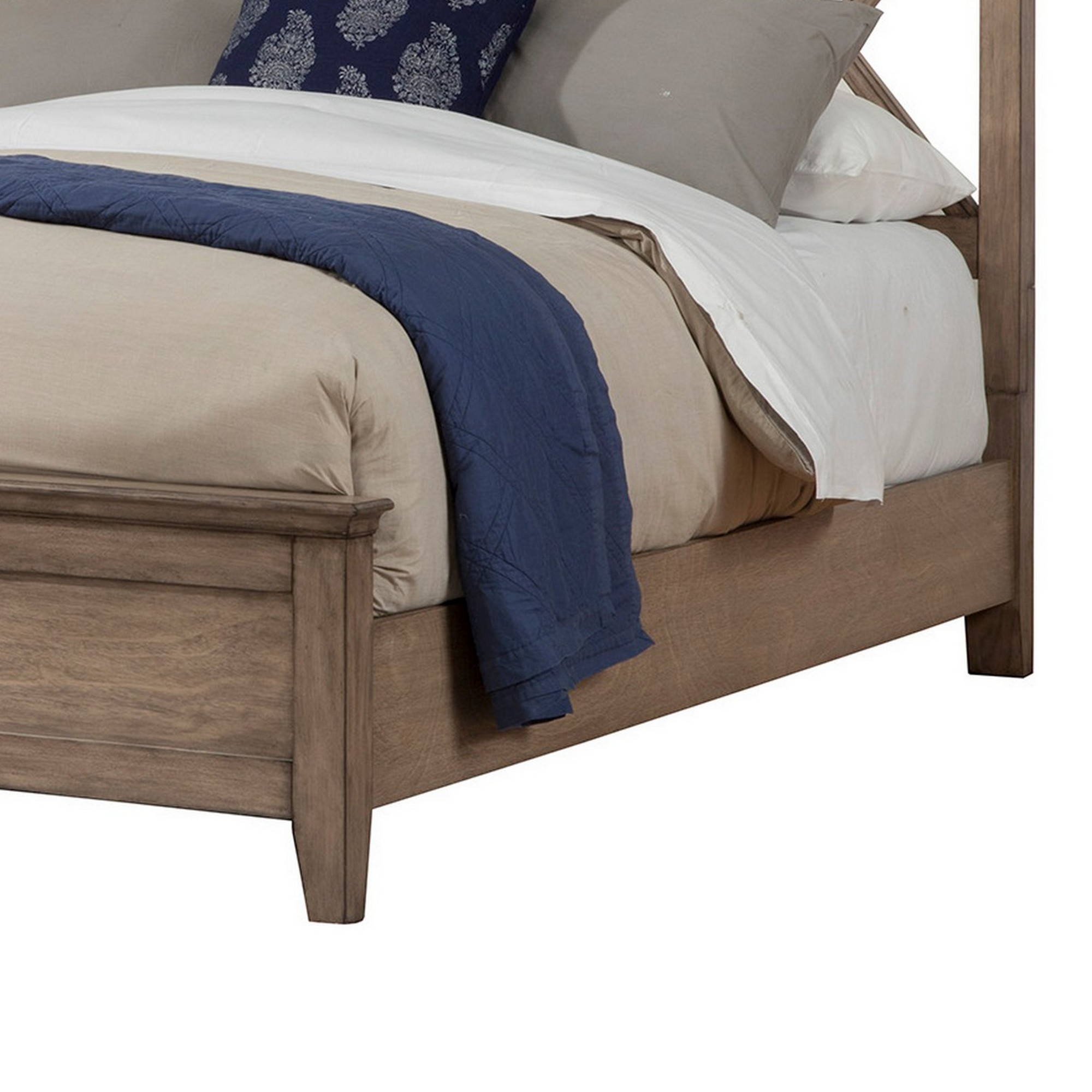 Pixi Full Size Panel Bed, Natural Brown Mahogany, Crossbuck Headboard - Saltoro Sherpi