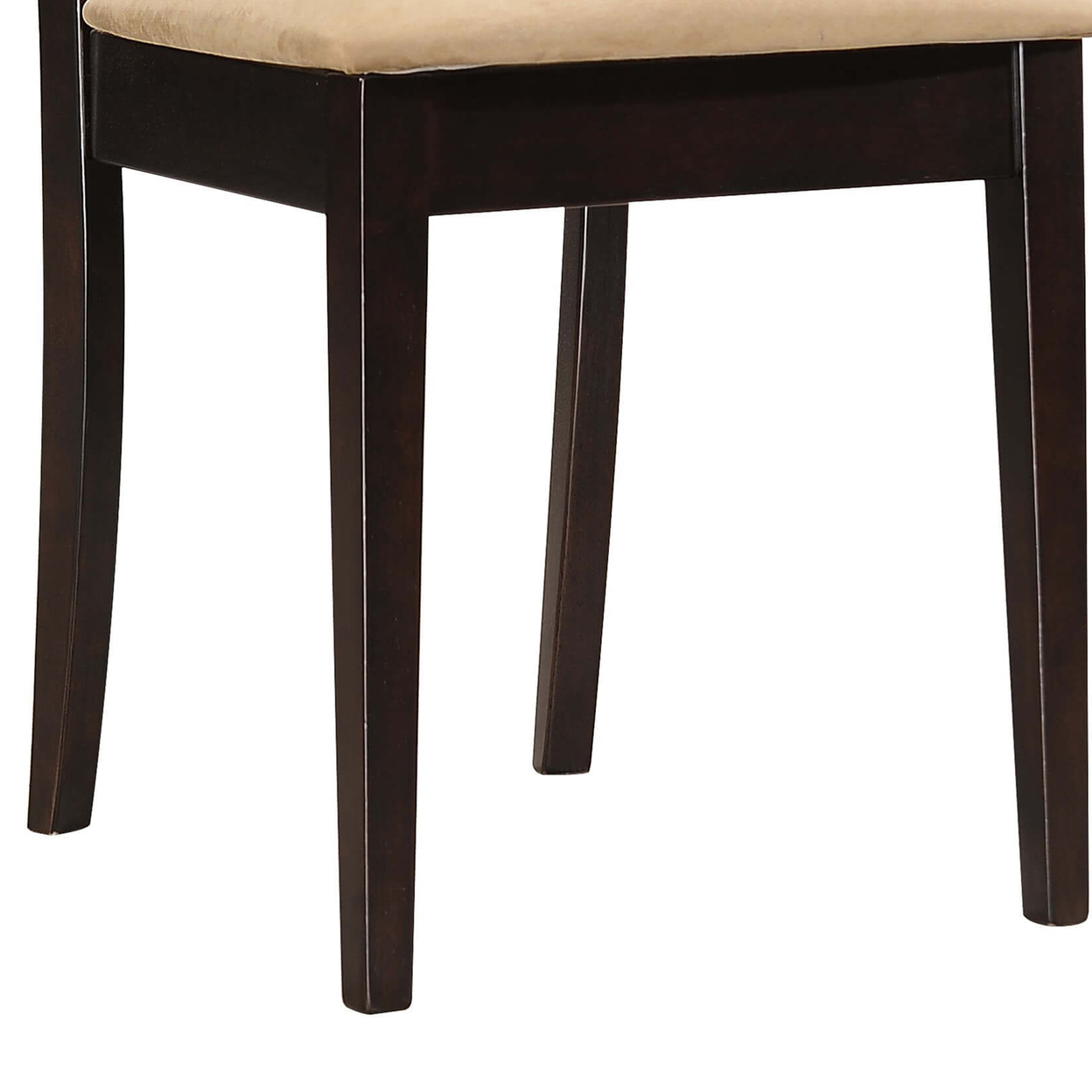 Geometric Wooden Dining Chair With Padded Seat, Set Of 2, Brown And Beige- Saltoro Sherpi