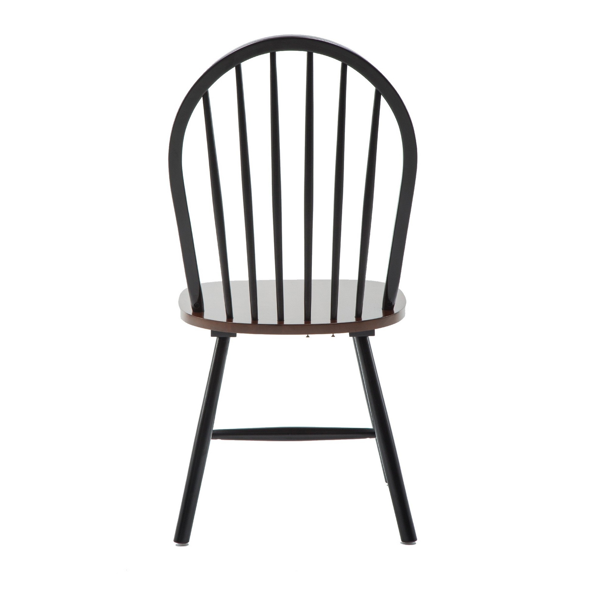 Nova 18 Inch Windsor Dining Chair, Set Of 2, Farmhouse Style, Black, Brown- Saltoro Sherpi