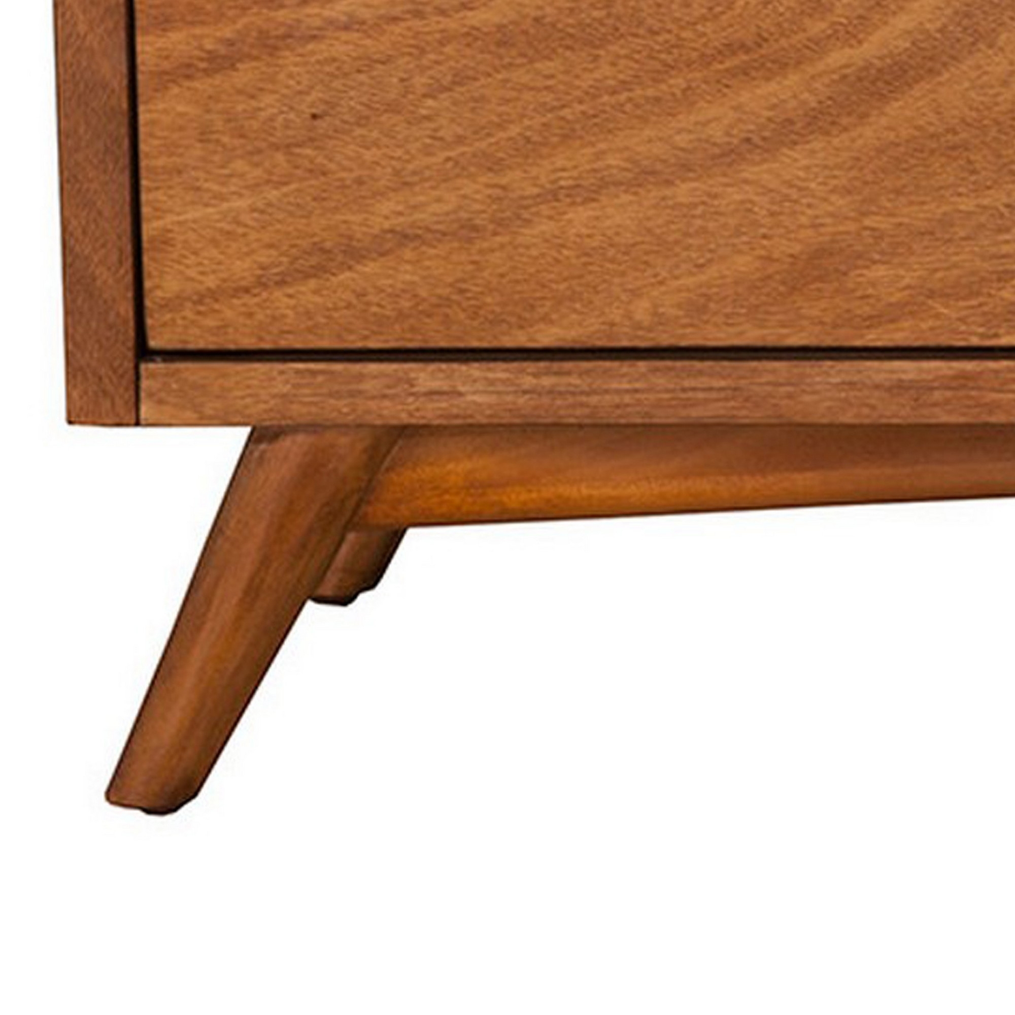 Ian 59 Inch 2 Drawer Storage Bench, Padded Seat, Beige Fabric, Acorn Brown- Saltoro Sherpi
