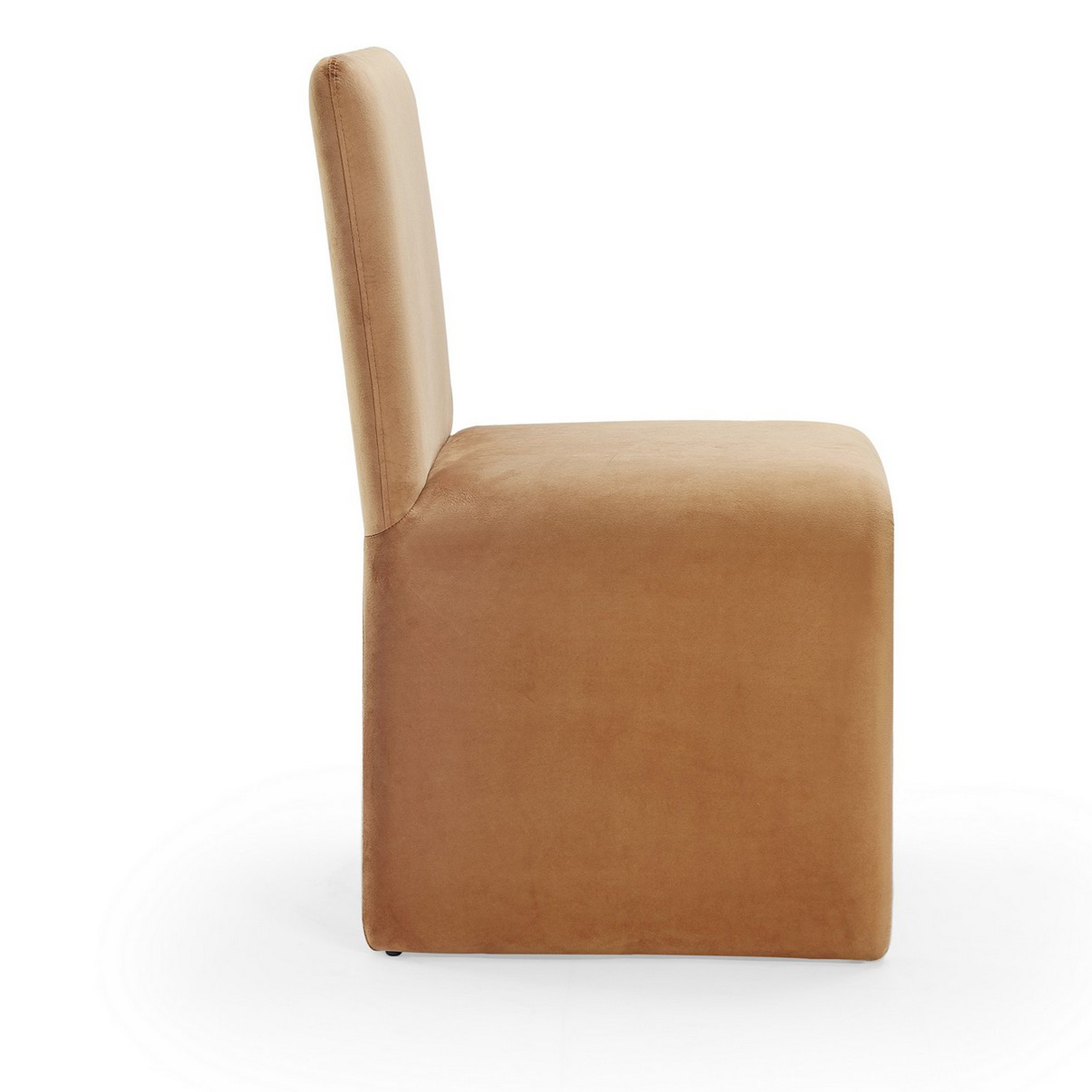 Winny 20 Inch Dining Chair, Waterfall Seat, Velvet Upholstery, Brown -Saltoro Sherpi
