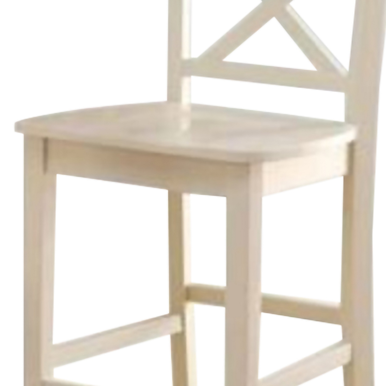 Transitional Style Wooden Counter Height Chair With Cross Back, Set Of 2, Cream- Saltoro Sherpi