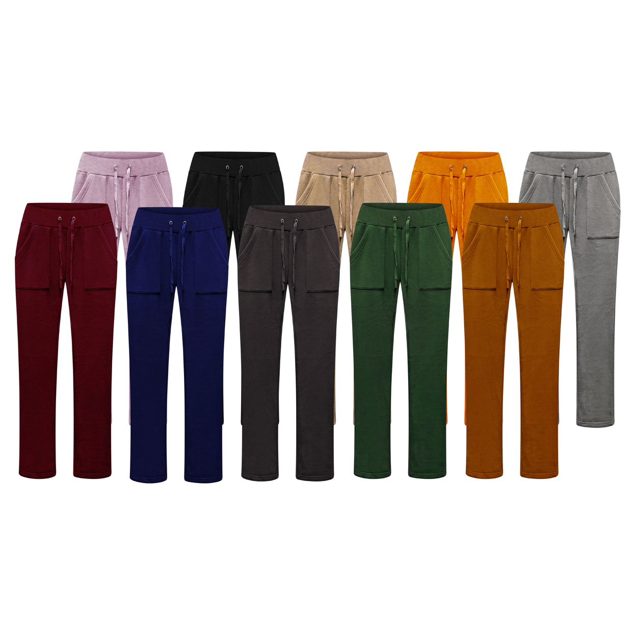 Women's Ultra Soft Cozy Fleece Lined Elastic Waistband Terry Knit Pants - Assorted, Large