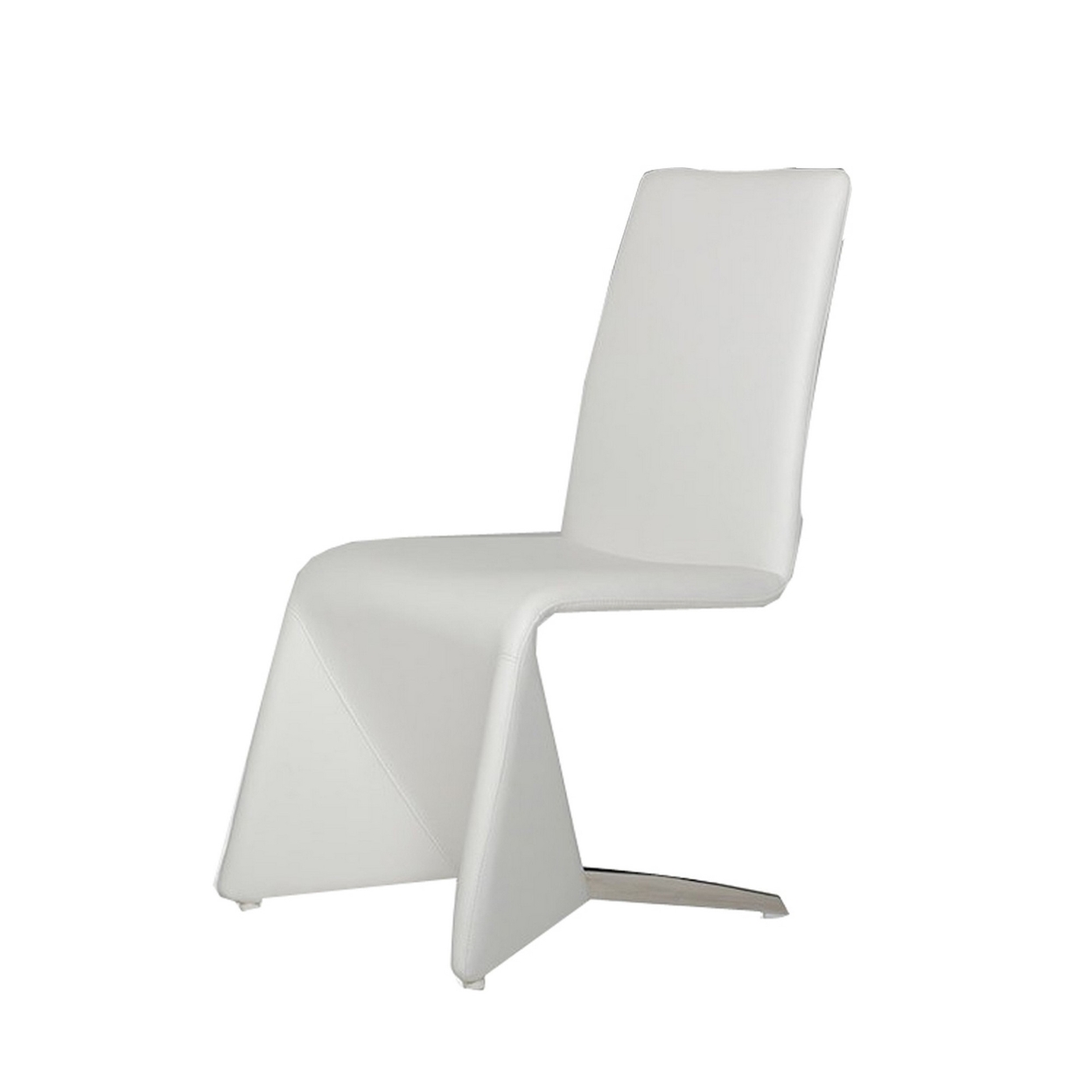 Fully Leatherette Upholstered Metal Frame Dining Chair, Set Of 2, White- Saltoro Sherpi