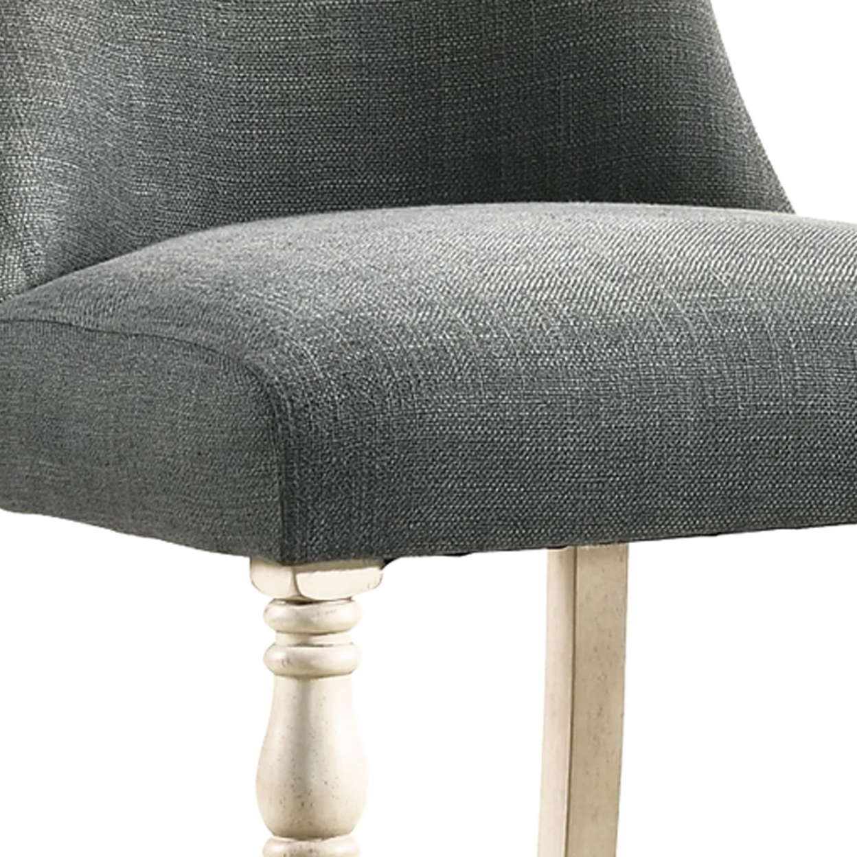 Swan 26 Inch Counter Height Chair, Set Of 2, Gray Seat, Ivory Turned Legs- Saltoro Sherpi