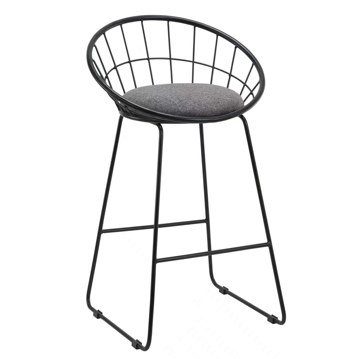 26 Inch Counter Height Chair, Set Of 2, Mesh Backrest, Gray Seat, Black- Saltoro Sherpi