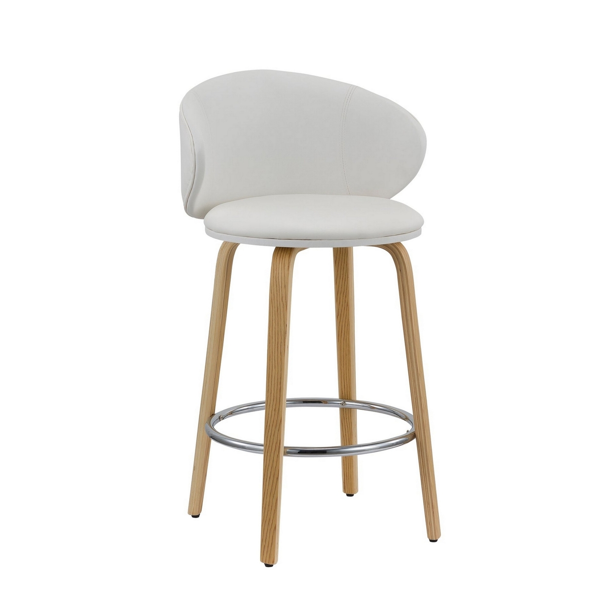Zubi 26 Inch Counter Height Chair, Set Of 2, Wingback, White, Brown Legs- Saltoro Sherpi