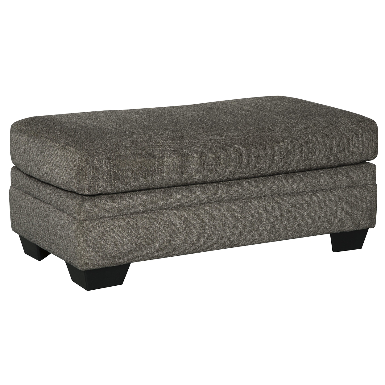 Wooden Ottoman With Fabric Upholstery And Tapered Block Legs, Gray- Saltoro Sherpi