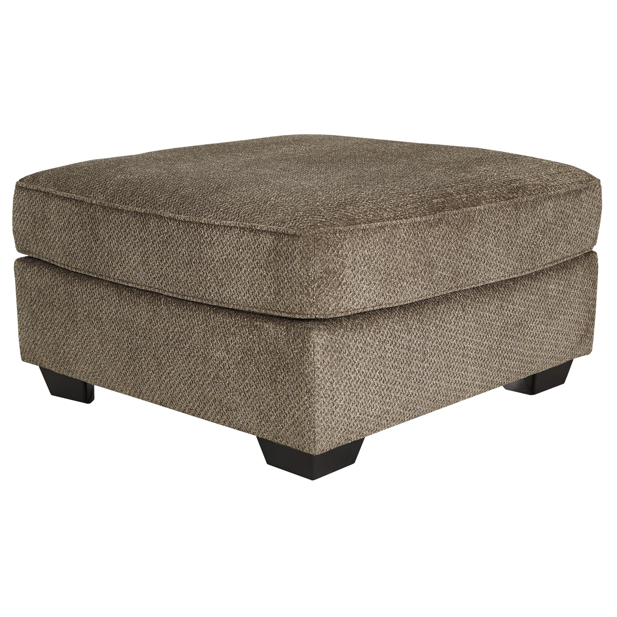 Fabric Upholstered Square Oversized Ottoman With Tapered Block Legs, Brown- Saltoro Sherpi