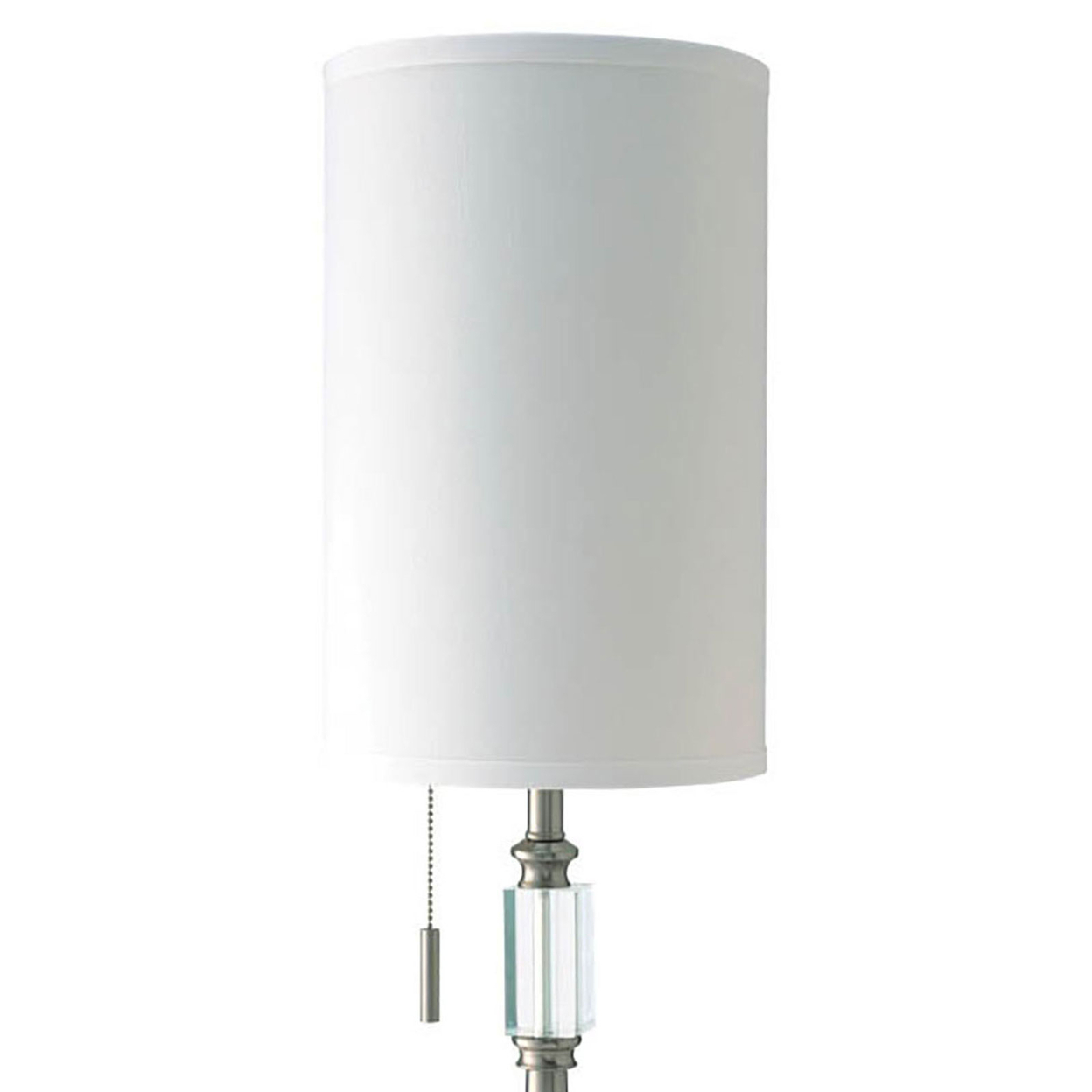 Contemporary Table Lamp With Pull Chain Switch And Trumpet Base, Silver- Saltoro Sherpi
