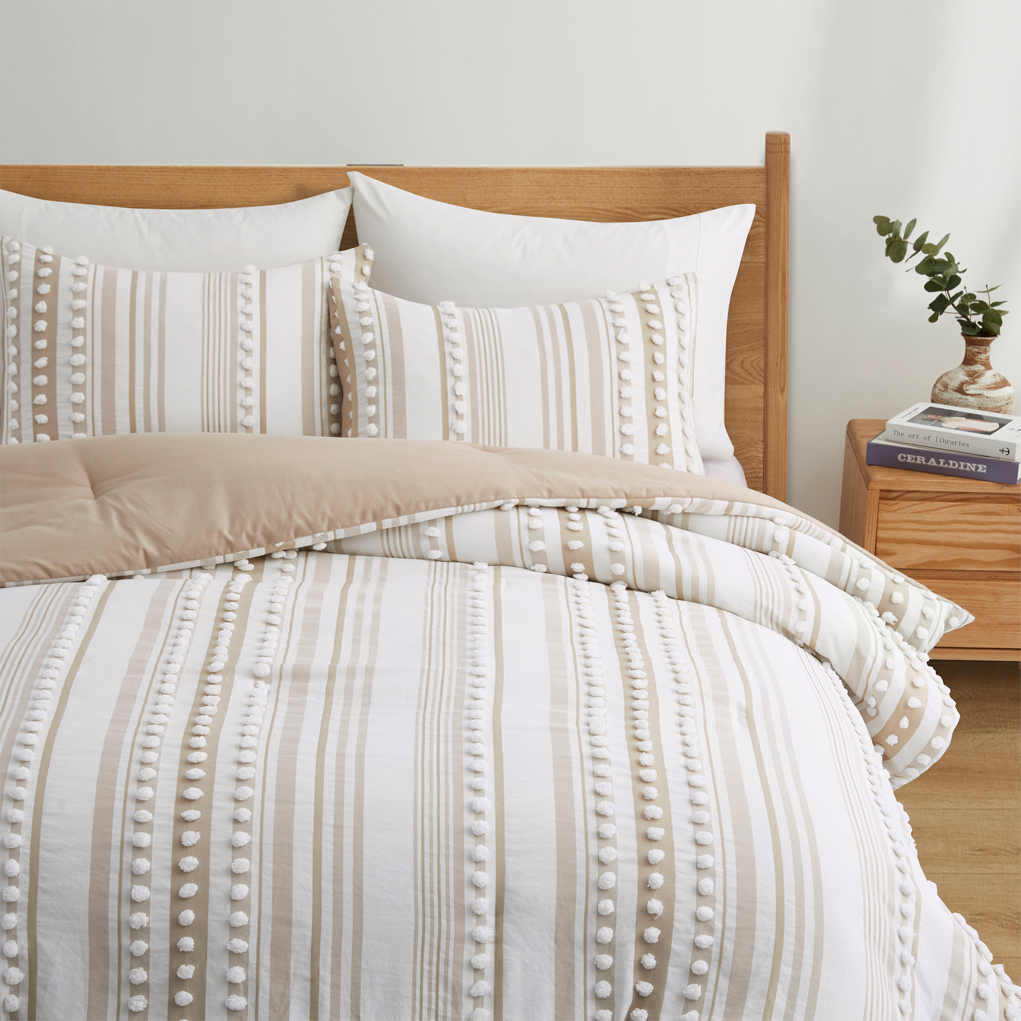 Boho Tufted All Season Bedding Sets Pom Pom Comforter Soft Jacquard Comforter With Pillow Case - King Size