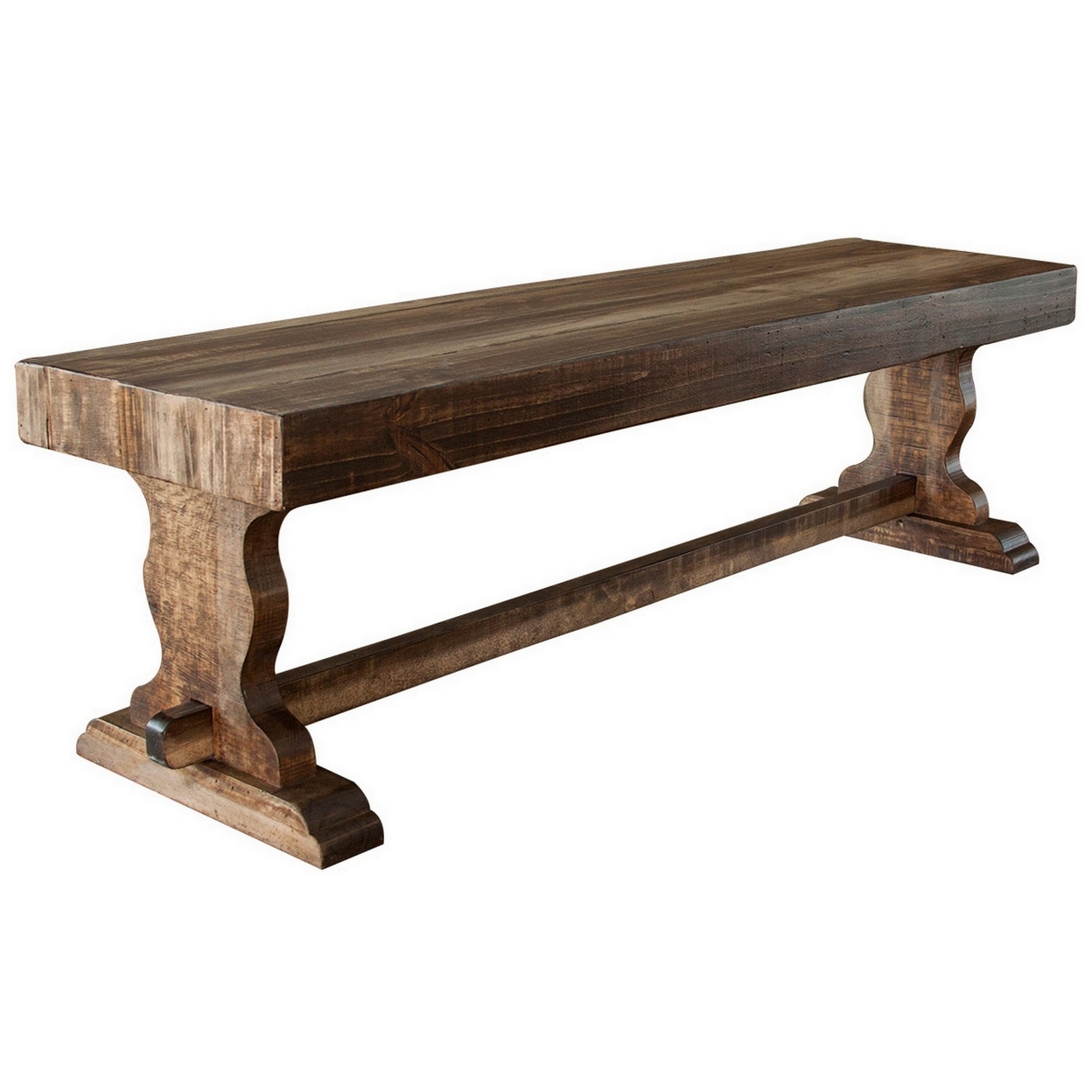 Ebb 70 Inch Wood Bench With Lacquered Finish, Solid Pine Wood, Light Brown- Saltoro Sherpi