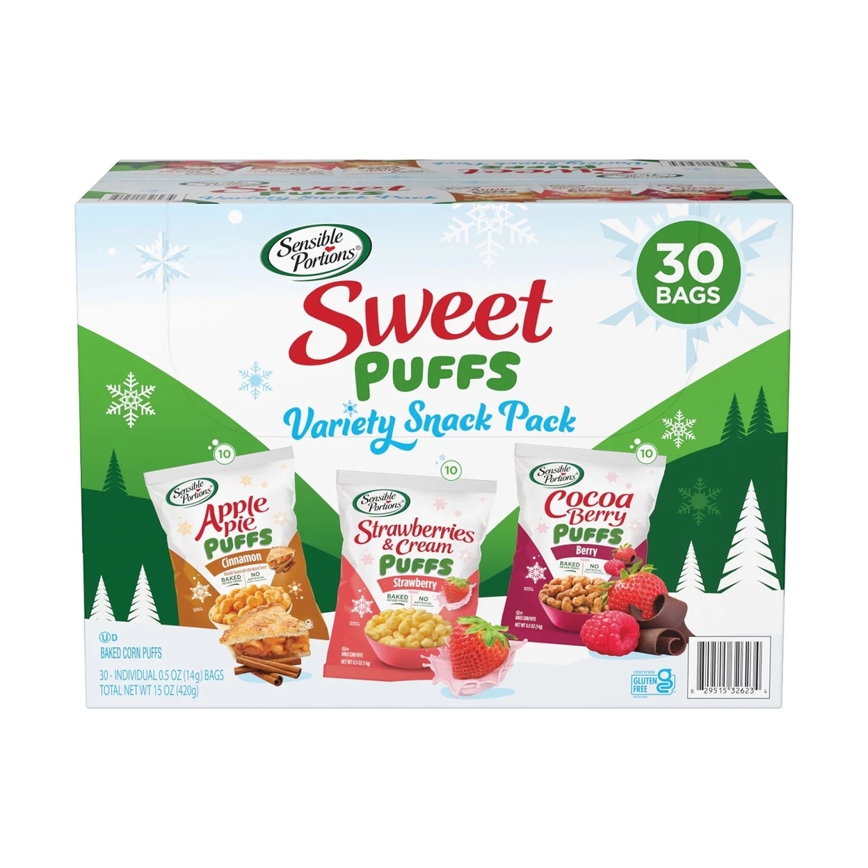 Sensible Portions Sweet Puffs Variety Pack, 0.5 Ounce (Pack Of 30)
