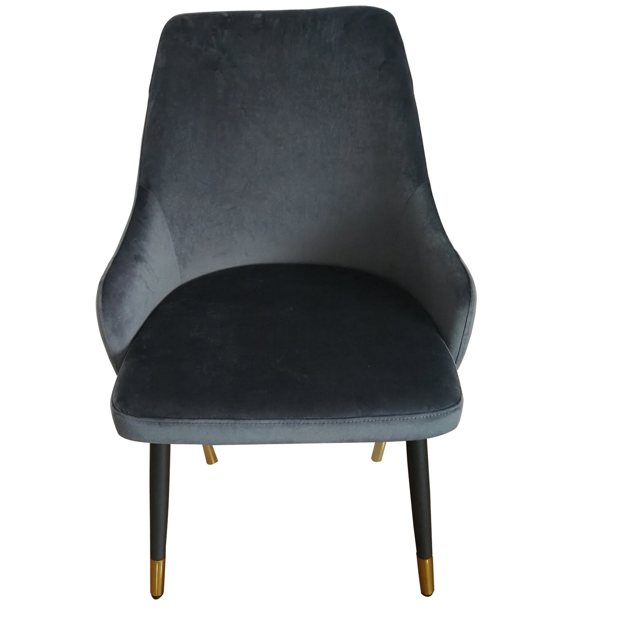Zini 25 Inch Cushioned Dining Chair, Set Of 2, Gray, Black, Gold Metal- Saltoro Sherpi