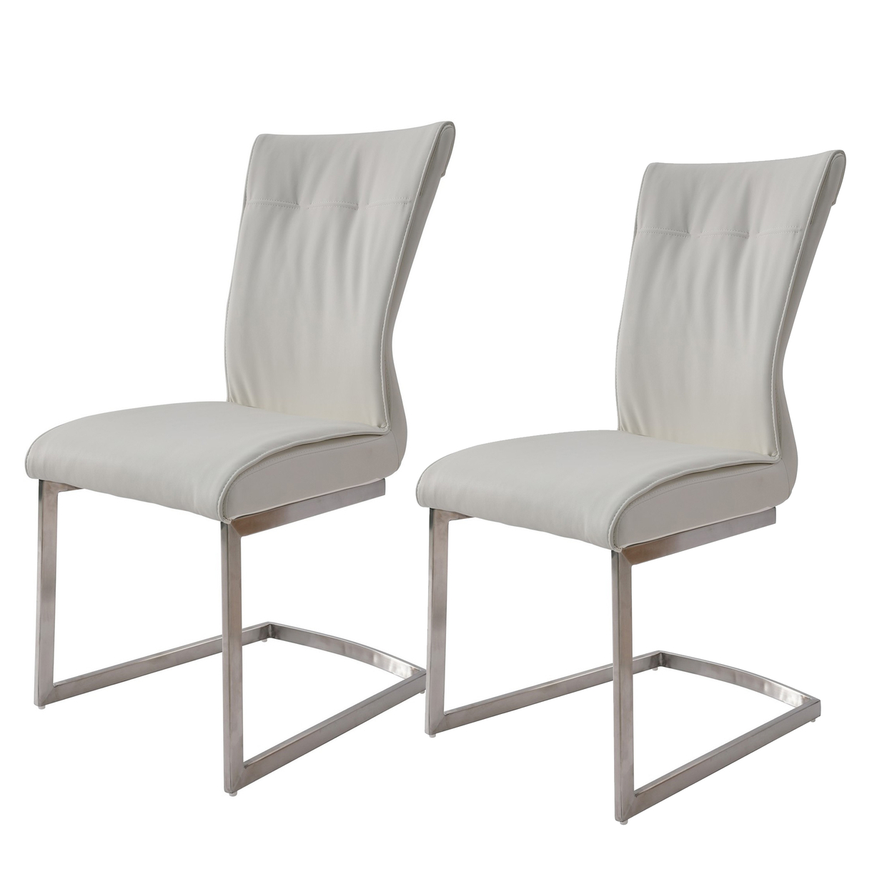 Leatherette Dining Chair With Breuer Base, White - Saltoro Sherpi