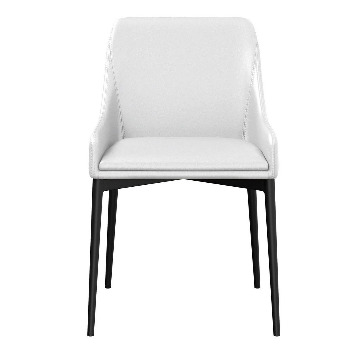 Zvi 21 Inch Cushioned Dining Chair, Set Of 2, Sloped Arms, White, Black- Saltoro Sherpi